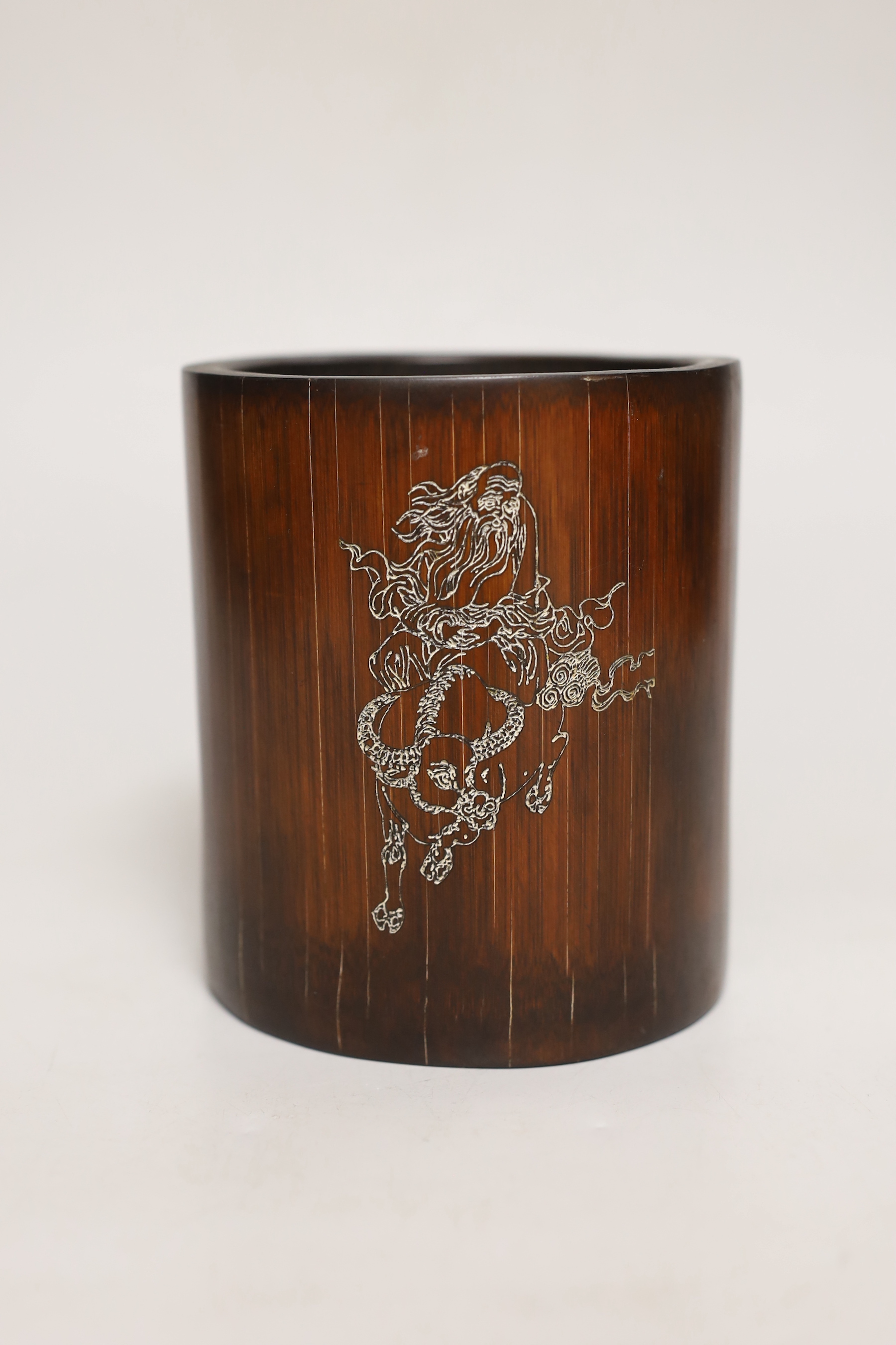 A Chinese bamboo brushpot, 13.5cm high